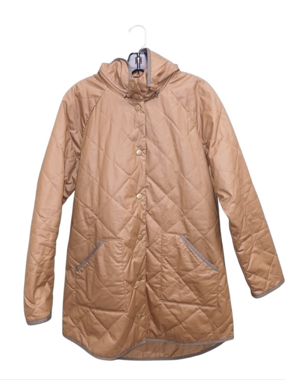 Garnet Hill Light Brown Quilted Hooded Puffer Coat Size 10
